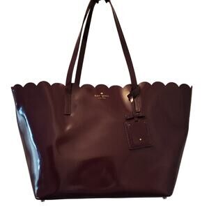 Kate Spade Deep Purple Eggplant Scalloped Tote Large